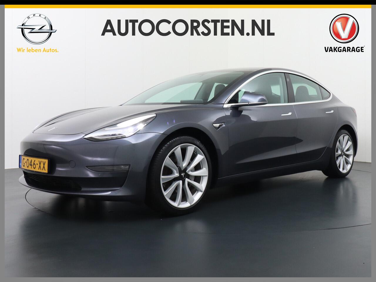 Tesla Model 3 Long Range 75kWh 463PK 19″ Mistl. Full-Self-Driving-Computer 3 Telefoon-Sleutel Premium Audio 4wd Lmv AutoPilot Panoramadak Camera’s Leder Adaptive-CruiseControl-Stop&Go Pdc Ecc Dual Motor Stoel en achterbank verwarming Keyless Electr.Stoelen+Memory+Easy-