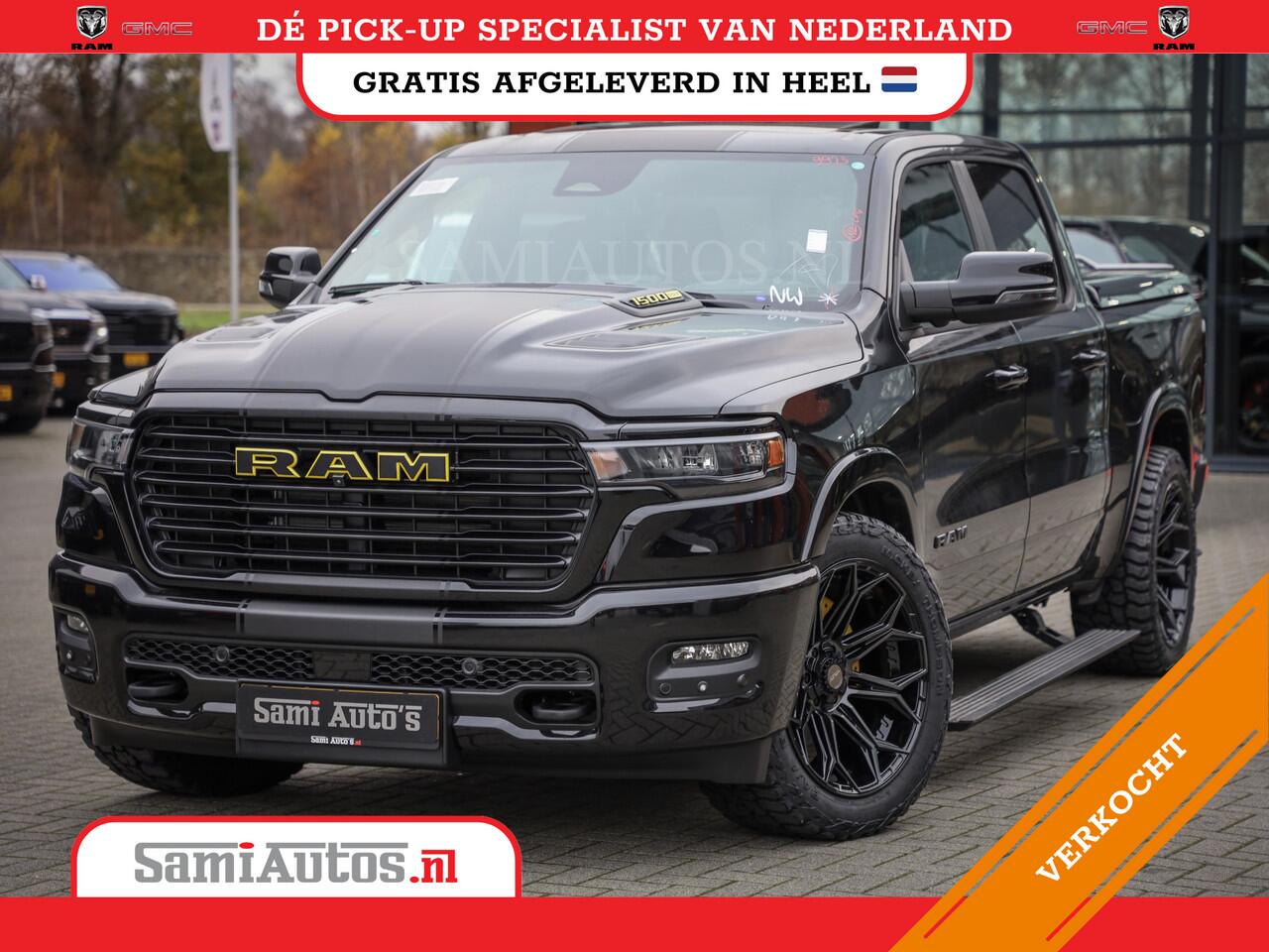Dodge RAM PICKUP PREMIUM NIGHT | MAY 2025 BOM VOL + HUD & 14.4 INCH SCHERM | LUCHTVERING | 420PK 636 Nm | PRIJS MET LPG EN COVER EN GARANTIE | DUBBELE CABINE | PICK UP | 5 PERSOONS | DC | GRIJSKENTEKEN | VOORRAAD NR 2232 – 3424