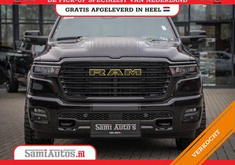Dodge RAM PICKUP PREMIUM NIGHT | MAY 2025 BOM VOL + HUD & 14.4 INCH SCHERM | LUCHTVERING | 420PK 636 Nm | PRIJS MET LPG EN COVER EN GARANTIE | DUBBELE CABINE | PICK UP | 5 PERSOONS | DC | GRIJSKENTEKEN | VOORRAAD NR 2232 – 3424
